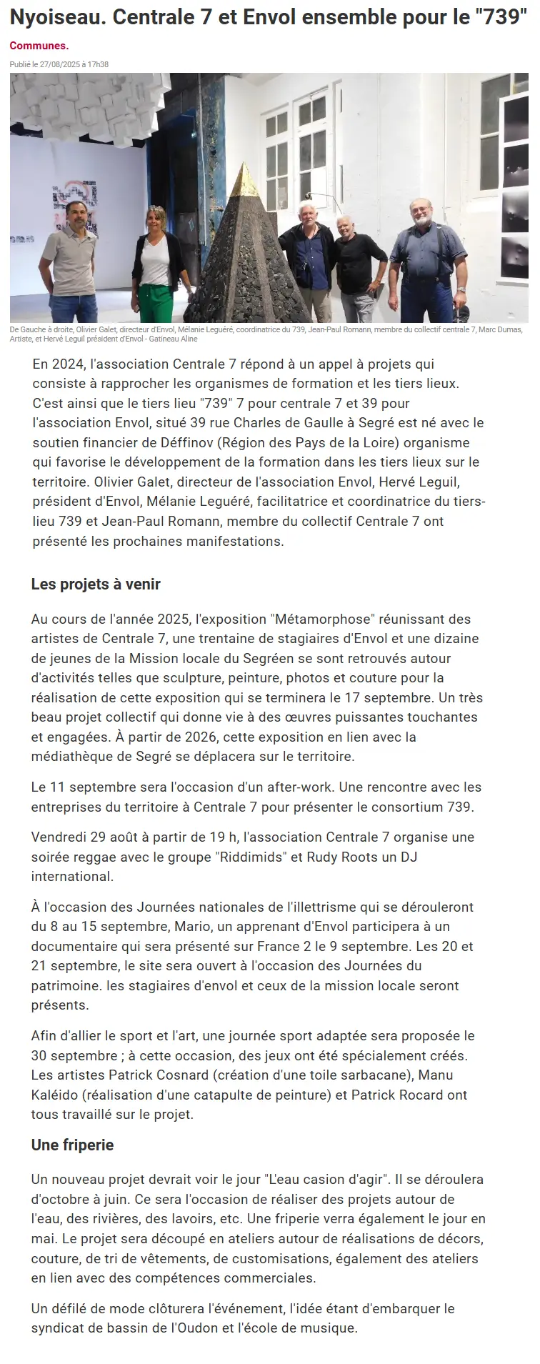 article ouest-france sur le 739 - aout 2025