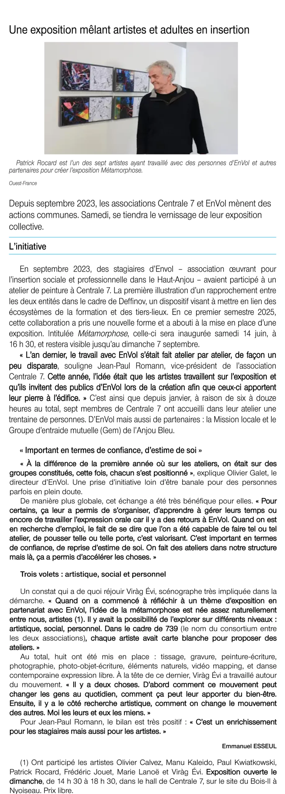 article ouest-france sur le 739 - juin 2025